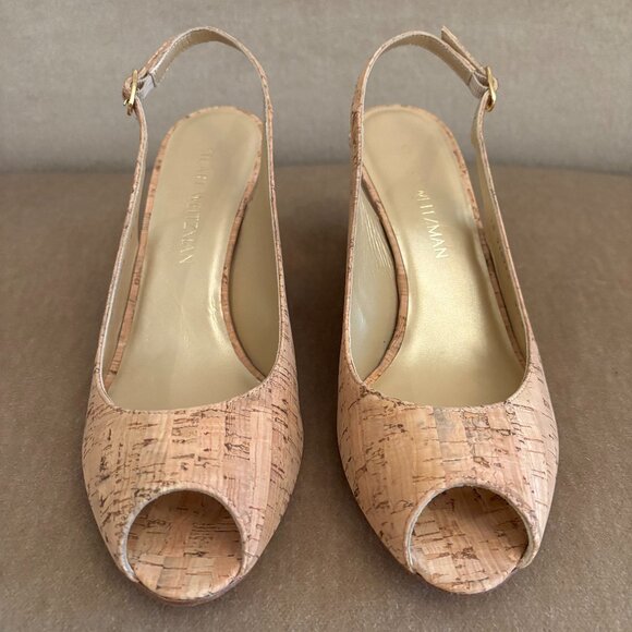 NEW Stuart Weitzman Natural Cork Slingback Wedge NWOT - Picture 1 of 5